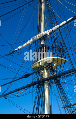 Freundschaft-Mast (Großsegler), Salem Maritime National Historic Site, Massachusetts Stockfoto