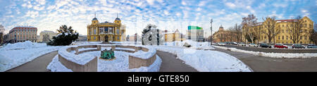 Zagreb-Marschall Tito Quadrat Winterpanorama, Hauptstadt od Kroatien Stockfoto