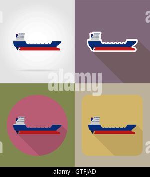 Cargo Schiff flache Symbole Vektor-Illustration auf Hintergrund isoliert Stock Vektor