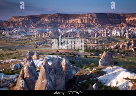 Morgendliche Aussicht von Kappadokien von Göreme, Türkei Stockfoto
