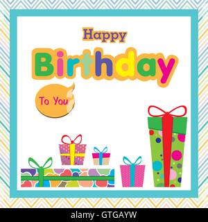 Geburtstag, glücklich, Karten, Vektor, Design, Hintergrund, Dekoration, Gruß, Feier, Band, Geschenk, Illustration, abstrakt, text Stock Vektor