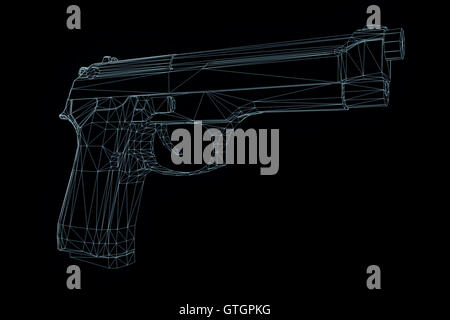 3D Gun in Bewegung. Schönes 3D Rendering. Stockfoto