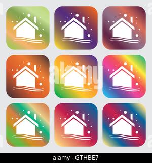 Winter-Haus-Symbol. Neun Tasten mit hellen Gradienten für schönes Design. Vektor Stock Vektor
