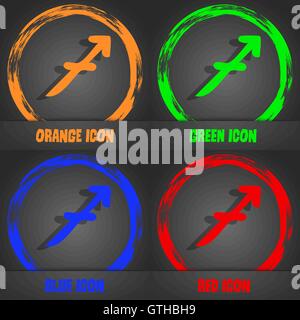 Schütze-Symbol. Moderne stilvolle. In orange, grün, blau, rot-Design. Vektor Stock Vektor