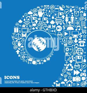 Tennis-Ball-Symbol. Schöne Reihe von wunderschönen Ikonen twisted Spirale in der Mitte ein großes Symbol. Vektor Stock Vektor