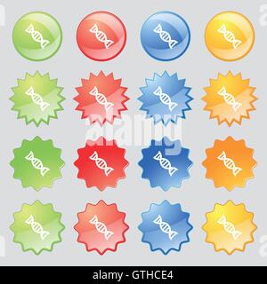 DNA-Symbol Zeichen. Große Reihe von 16 bunte moderne Schaltflächen für Ihr Design. Vektor Stock Vektor