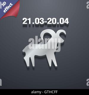 Dekorative Sternzeichen Widder Symbol Symbol. 3D-Stil. Trendiges, modernes Design mit Platz für Ihren Text vektor Stock Vektor