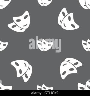 Maske Symbol Zeichen. Nahtlose Muster auf einem grauen Hintergrund. Vektor Stock Vektor