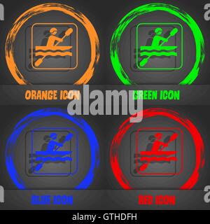 Kanu-Symbol. Moderne stilvolle. In orange, grün, blau, rot-Design. Vektor Stock Vektor