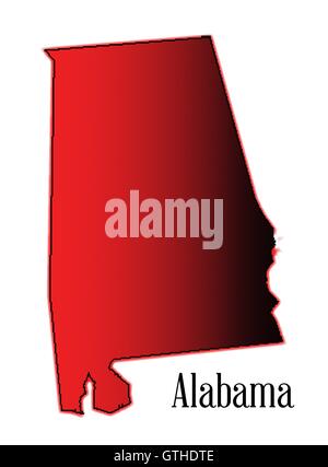 Staatliche Karte Umriss von Alabama in Halbton über einen weißen Hintergrund Stock Vektor