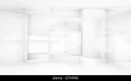 Abstrakte weißen architektonischen Hintergrund. 3D Render-Abbildung mit Multi-Exposure-Effekt Stockfoto
