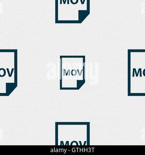 MOV-Datei-Format Symbol Zeichen. Nahtlose Muster mit geometrischen Struktur. Vektor Stock Vektor