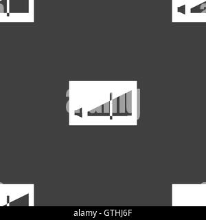 Lautstärke Einstellung Symbol Zeichen. Nahtlose Muster auf einem grauen Hintergrund. Vektor Stock Vektor