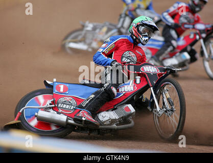 Heat 1 - Andreas Jonsson über den heraus - Eastbourne Adler Vs Lakeside Hämmer - Sky Sport Elite League - 07.02.07 Absturz Stockfoto