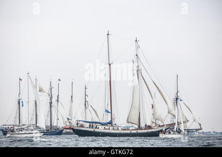 Segelschiff bei Windjammer-Parade während der Kieler Woche. Stockfoto