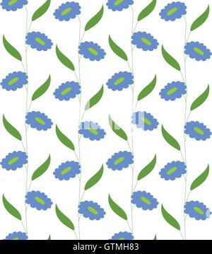 Blaue Blumen Streifen nahtlose Vektormuster Stock Vektor