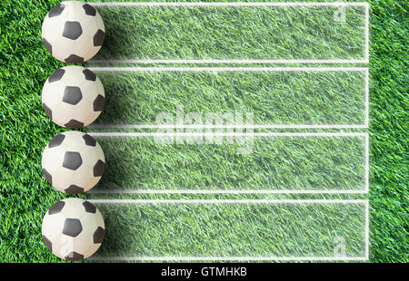 Plastilin Fußball auf Gras- und Papier Hintergrund Stockfoto