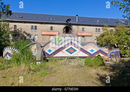 Restaurant "Spiseloppen" in Freetown Christiania, Kopenhagen, die meisten "echten" Restauant in Christiania. Stockfoto