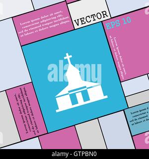 Kirche-Symbol Zeichen. Flache Jugendstil für Ihr Design. Vektor Stock Vektor