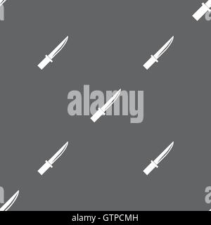 Messer-Symbol Zeichen. Nahtlose Muster auf einem grauen Hintergrund. Vektor Stock Vektor