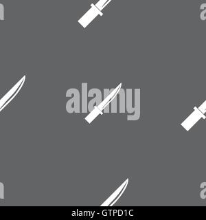 Messer-Symbol Zeichen. Nahtlose Muster auf einem grauen Hintergrund. Vektor Stock Vektor