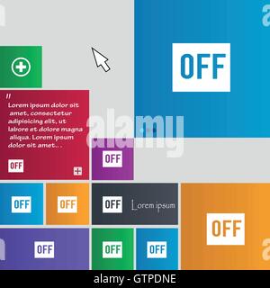 AUS Symbol Zeichen. Schaltflächen. Moderne Oberfläche Webseite mit Cursor Cursor Tasten. Vektor Stock Vektor