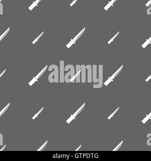 Messer-Symbol Zeichen. Nahtlose Muster auf einem grauen Hintergrund. Vektor Stock Vektor