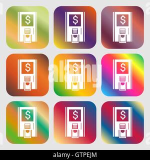 ATM-Symbol. Neun Tasten mit hellen Gradienten für schönes Design. Vektor Stock Vektor
