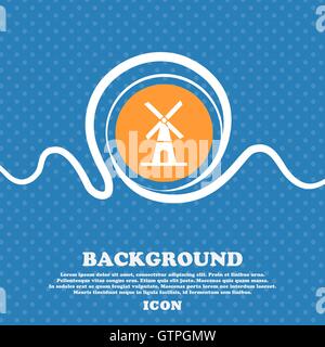 Mühle-Symbol Zeichen. Blau und weiß abstrakte Hintergrund gesprenkelt mit Platz für Text und Ihr Design. Vektor Stock Vektor