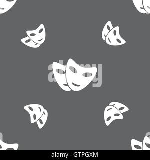 Maske Symbol Zeichen. Nahtlose Muster auf einem grauen Hintergrund. Vektor Stock Vektor