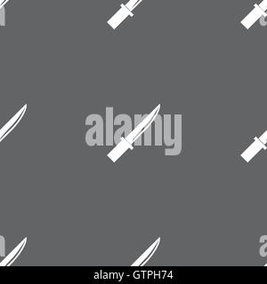 Messer-Symbol Zeichen. Nahtlose Muster auf einem grauen Hintergrund. Vektor Stock Vektor