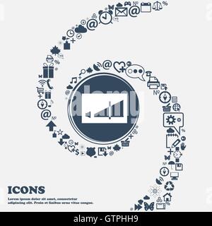 Lautstärke-Anpassung-Symbol in der Mitte. Um die vielen schönen Symbole in einer Spirale gewickelt. Sie können jeweils separat für Sie Stock Vektor