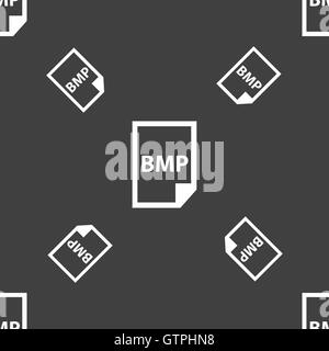 BMP-Symbol Zeichen. Nahtlose Muster auf einem grauen Hintergrund. Vektor Stock Vektor