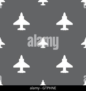Flugzeug oder Flugzeug Symbol Zeichen. Nahtlose Muster auf einem grauen Hintergrund. Vektor Stock Vektor