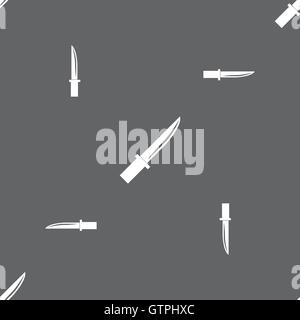 Messer-Symbol Zeichen. Nahtlose Muster auf einem grauen Hintergrund. Vektor Stock Vektor