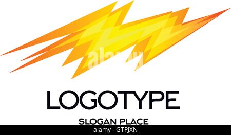 Isolierte Blitz-Vektor-Logo. Leuchtend gelbe Farbe Energie Zeichen. Strom-Symbol. Stock Vektor