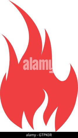 Isolierte roter Farbe Flamme auf dem weißen Hintergrund-Vektor-Logo. Feuer spritzt Schriftzug. Hitze-Symbol. Kamin-Symbol. Lagerfeuer illustra Stock Vektor