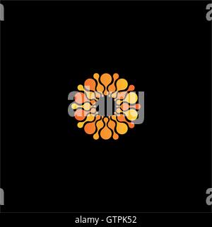 Isolierte abstrakte Farbe orange Blume Vektor-Logo. Abbildung der Sonne Stock Vektor