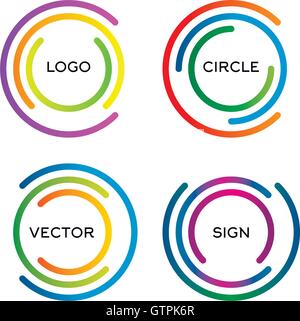 Isolierte abstrakt Runde Vektor-Logo-Set. Skizzierte runden bunten Logo-Gruppe. Stock Vektor