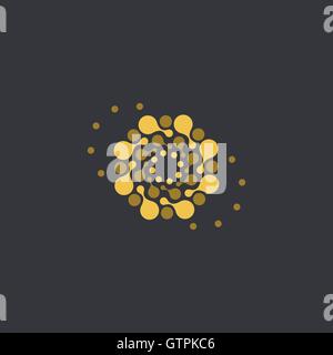 Vektor-isolierte Sonne-Logo-Design-Vorlage. Abstrakte Punkte Symbol. Ungewöhnliche Rundform. Stock Vektor