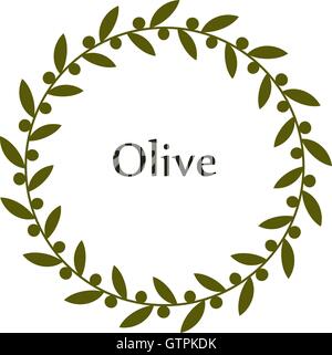 Isolierte Runde grüne Olive Branch-Vektor-Logo. Circlular Form. Olivenöl-Zeichen. Symbol des Friedens. Zeichen der griechischen Mythologie. Gesunden p Stock Vektor