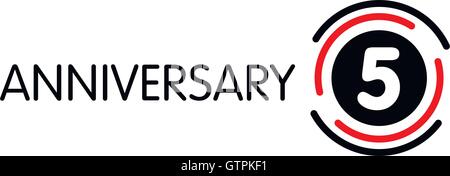 Jubiläum-Vektor ungewöhnliche Label. Fünften Jahrestag-Symbol. 5 Jahre Geburtstag abstrakte Logo. Der Bogen in einem Kreis. 5. Jubiläum. Stock Vektor