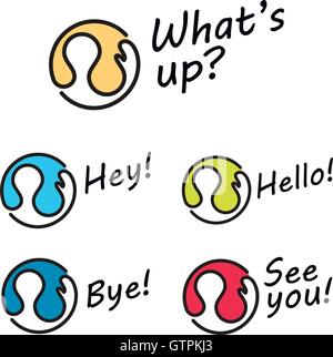 Isolierte bunten Vektor runden Logo gesetzt. Menschlichen winkenden Hand Logo-Sammlung. Stock Vektor