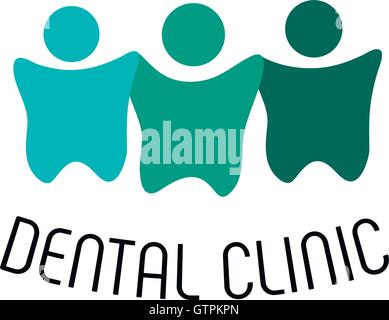 Isolierte gestaltete Zähne Vektor-Logo. Zahnklinik-Logo. Cartoon-Menschen. Stock Vektor