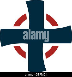 Isolierte Kreuz Vektor-Logo. Religiöse Schriftzug. Medizinische-Symbol. Stock Vektor