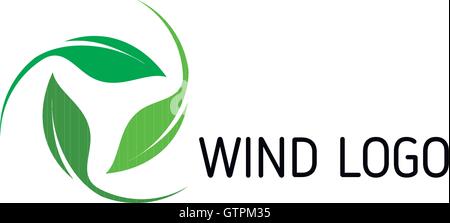 Wind-Energie-Tag. Grüne abstrakte Logo. Blatt-Logo. Stock Vektor