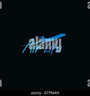 Isolierte Flugzeug-Vektor-Logo. Flugzeug-Seite-Ansicht-Logo. Emblem auf Reisen. Stock Vektor