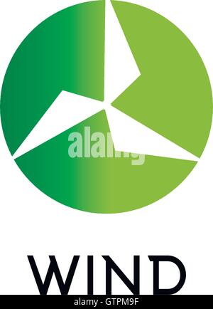 Wind-Energie-Tag. Grüne abstrakte Logo. Wind-Turbine-Logo. Stock Vektor