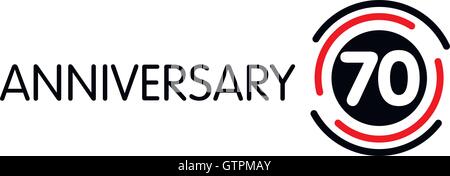 Jubiläum-Vektor ungewöhnliche Label. 70. Geburtstag-Symbol. 70 Jahre Geburtstag abstrakte Logo. Der Bogen in einem Kreis. 70. jubi Stock Vektor