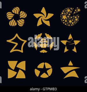 "Goldene Sterne" isolierten Vektor-Logo-Set. Elemente-Logos-Kollektion Space. Stock Vektor